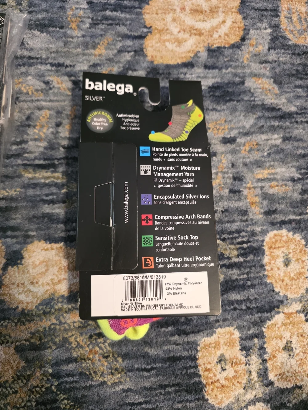 NWT Balega Silver Socks Neon Yellow & Pink Running Socks - Picture 2 of 2